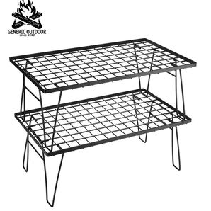 GENERIC OUTDOOR マットブラック フィールドラック 2点セット F002T スタッキングラック アウトドアラック