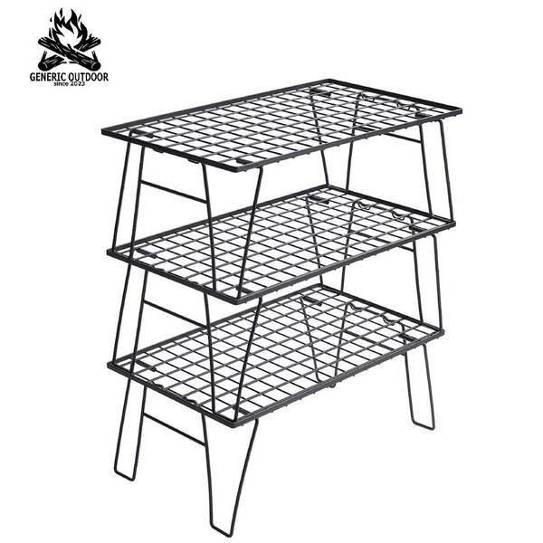 GENERIC OUTDOOR フィールドラック 3点セット マットブラック F003T スタッキングアウトドアラック キャンプ