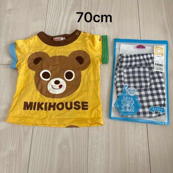 ミキハウスプッチー君半袖Tシャツと5分丈レギンス 70cm 2点セット