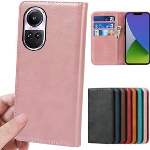 Reno10 pro 5G スマホケース 手帳型 スタンド機能 ピンク