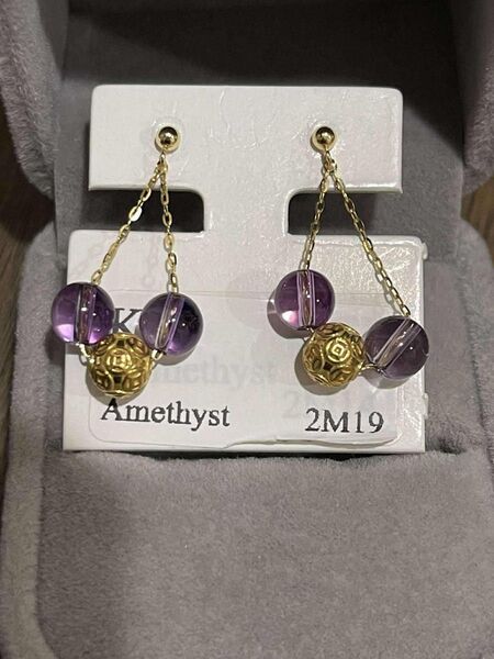 K18 amethyst earing ピアス イヤリング ハンドメイド ゴールド パール K18