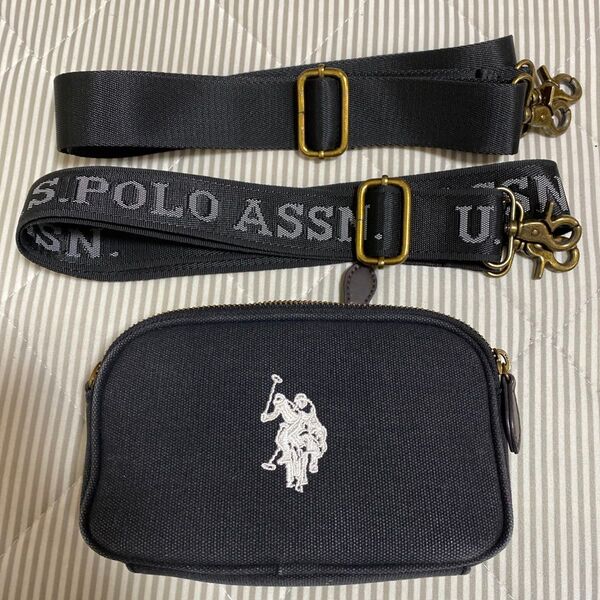US POLO ASSN. ミニショルダーバッグ 2way ブラック 未使用に近い