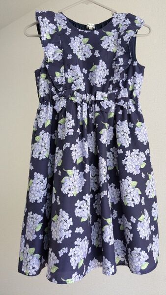 anyFAM ノースリーブワンピース ネイビー アジサイ柄 140cm