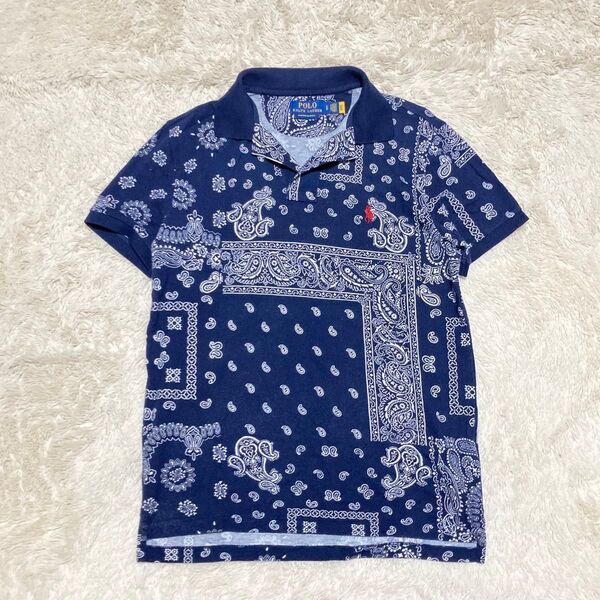 美品 ポロラルフローレン POLO RALPH LAUREN ペイズリー ポロシャツ 現行タグ 半袖 ポニー刺繍