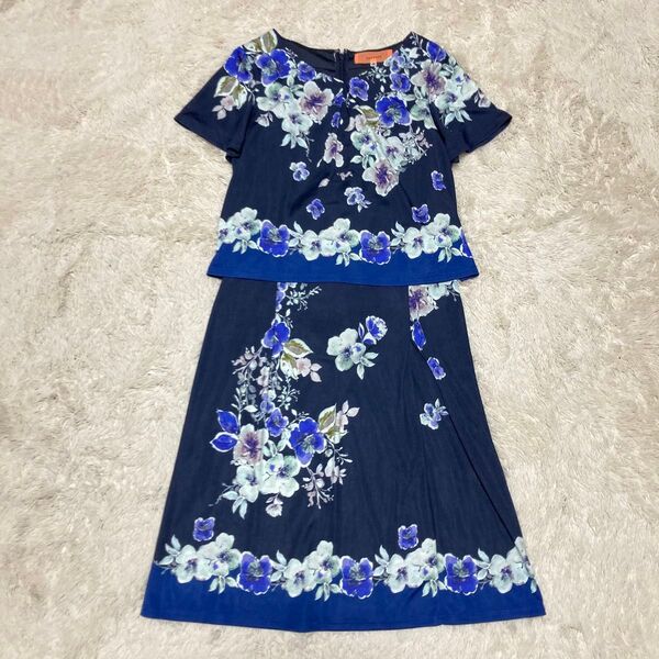 美品 sunauna スーナウーナ 花柄 レイヤード ワンピース 36