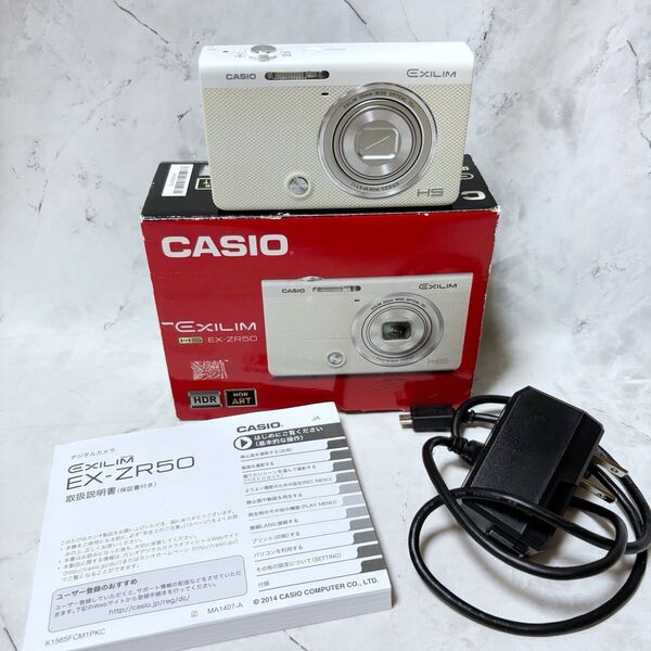 CASIO EXILIM EX-ZR50 ホワイト デジカメ 自撮り チルト液晶