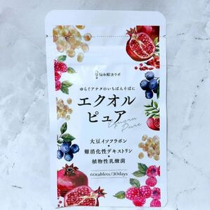 エクオルピュア イソフラボン 42mg エクオール 30日分60粒 国内製造 ビタミンB12 サプリ 大豆イソフラボン α-リポ