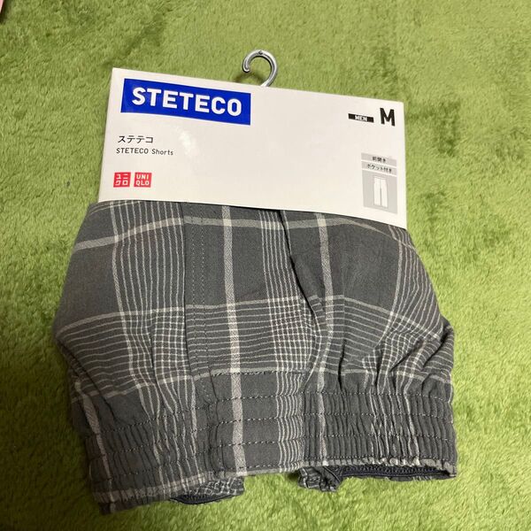 ユニクロステテコ前開き・ポケット付き【男性Mサイズ】グレーチェック/綿100% ステテコ STETECO 前開き