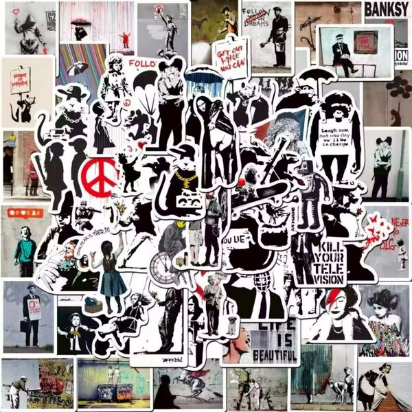 バンクシー ステッカー 60枚 シール ストリート アート banksy ネズミ 風船と少女 防水