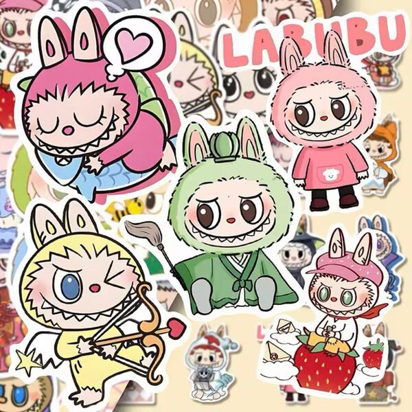ラブブ ステッカー 80枚 シール フレークシール LABUBU ポップマート 可愛い モンスター