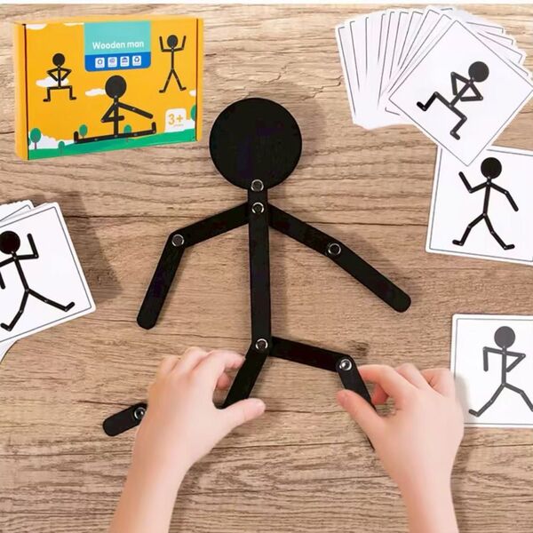 wooden man 棒人間 運動の人 絵合わせ 知育玩具 木製 モンテッソーリ パズル 子供 おもちゃ