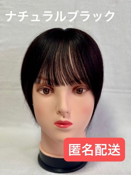 【ナチュラルブラック】匿名発送 20cm 人毛100% 部分ウィッグ 白髪かくし ヘアピース 自然 ボリューム 馴染み 手軽