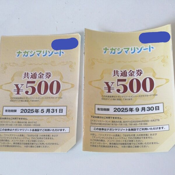 ナガシマリゾート 500円券 2枚セット