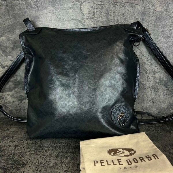 極美品 PELLE BORSA アライブ 3WAY リュック ショルダーバッグ ブラック 軽量 シンプル
