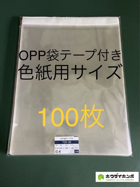 OPP袋テープ付きT25-30/色紙用サイズ【100枚】透明袋 梱包材 ラッピング袋 保存袋 保護袋 防水袋 クリアバッグ