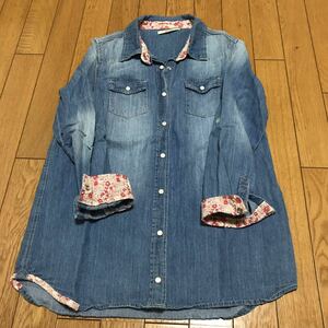  Olive des Olive floral print Denim shirt 