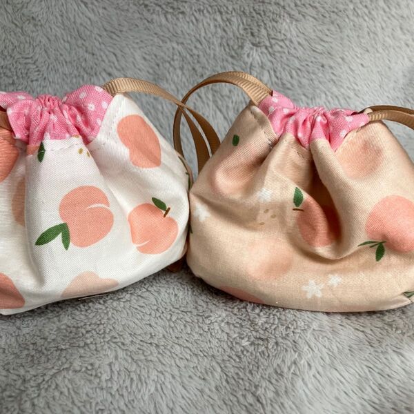 巾着 しじみ巾着 ピーチ 2個セット ハンドメイド ポーチ