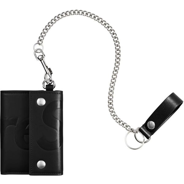Supreme Leather Chain Wallet Black