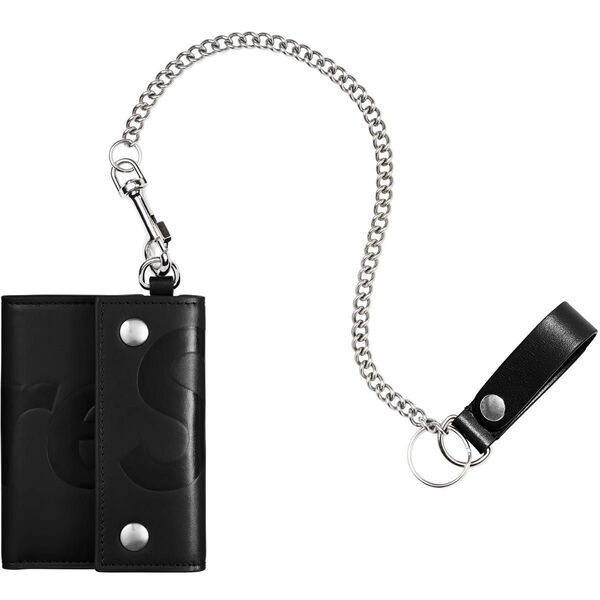 Supreme Leather Chain Wallet Black