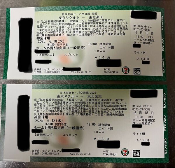 東京ヤクルトスワローズ対東北楽天イーグルス戦