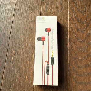 Encok 有線イヤホンマイクつき レッド 音量調節3.5mm新品