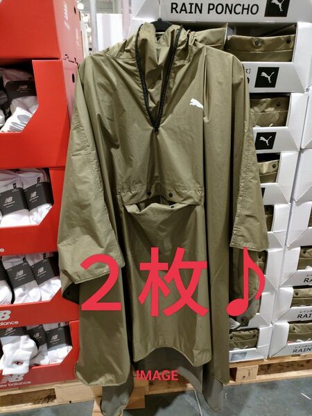特売!!!プーマ レインポンチョPUMA Rain Ponchoカーキー2枚♪