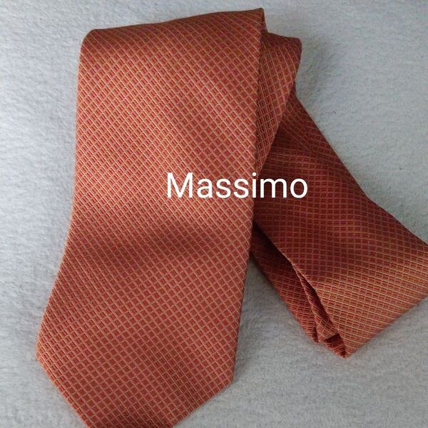 Massimo ネクタイ 格子柄 オレンジ マッシモ シルク ブランド