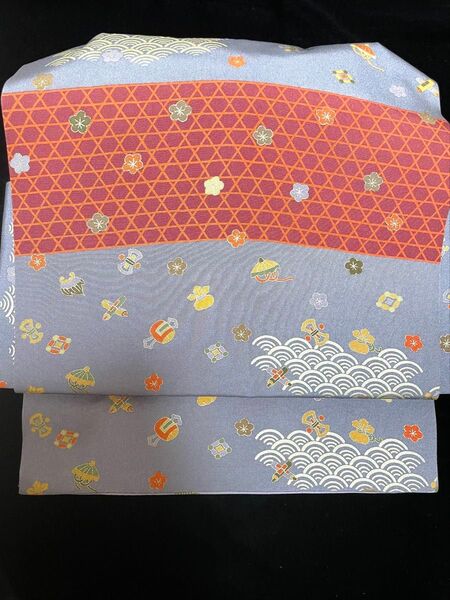 正絹 宝尽くし 染め帯名古屋帯の作り帯