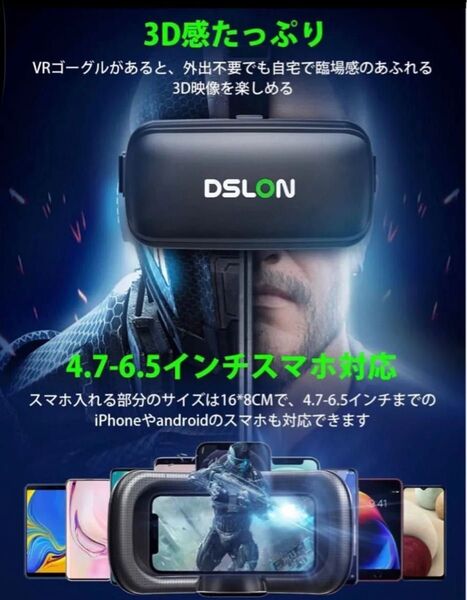 VRヘッドセット スマホ用 vrゴーグル VRヘッドマウントディスプレイ PMMA非球面光学レンズ