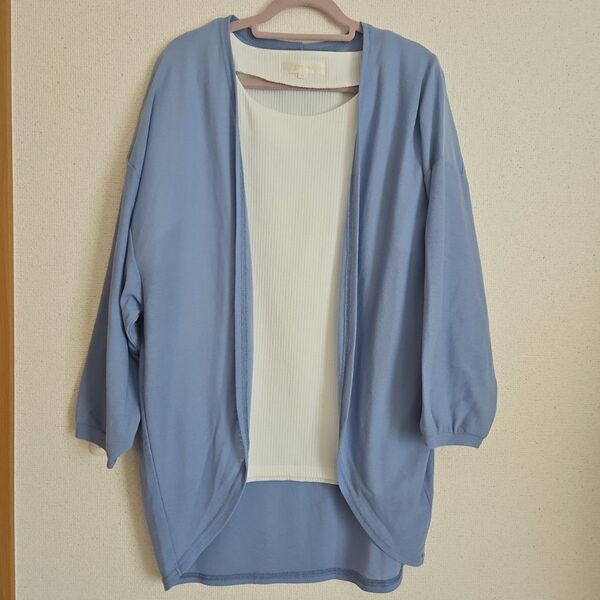 grove カーディガン七分袖&5分袖リブTシャツ カーディガン& トップス 2枚セット