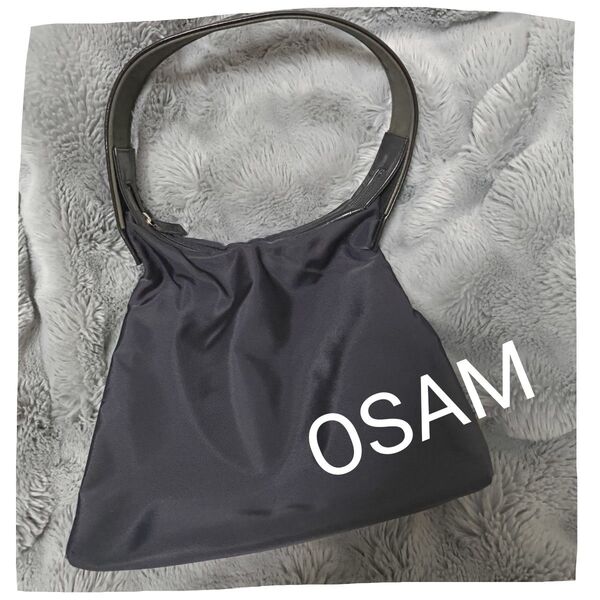 OSAM オサムナイロンバッグ レザーハンドル ブラック A4ファイル収納可能サイズ ワンショルダーバッグ 肩掛け