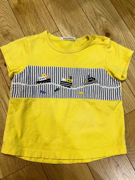 familiar ファミリア 半袖 Tシャツ くま ベア イエロー 90