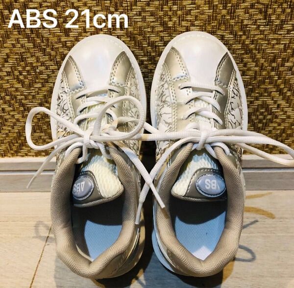 ABS ボウリングシューズ ジュニア 21cm ホワイト/シルバー 右投げ