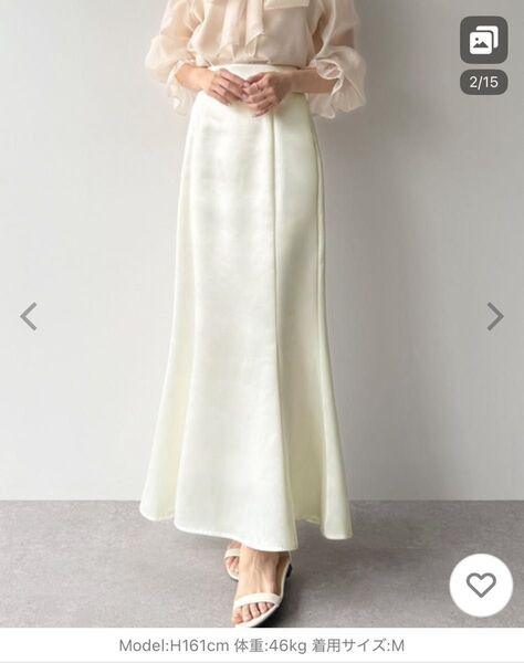 mipiarl スカート 薄手サテンフレアマーメイドスカート アイボリー M ロング ロングスカート 清楚 光沢 上品 ジュノア