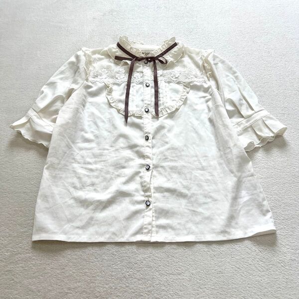 axes femme アクシーズファム 半袖ブラウス トップス Lサイズ