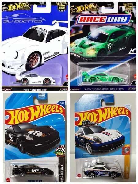 ホットウィール (4点) RWB ポルシェ 930、レキシー ポルシェ、911 GT3、911 ラリー