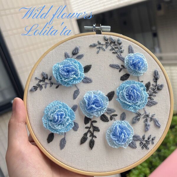 刺繍 ハンドメイド バラ刺繍 インテリア 春 花 ギフトにも 北欧風 お花
