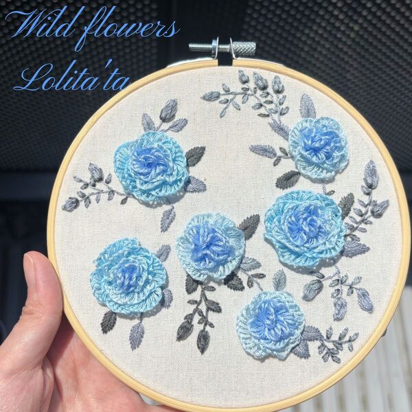 刺繍 ハンドメイド バラ刺繍 インテリア 春 花 ギフトにも 北欧風 お花
