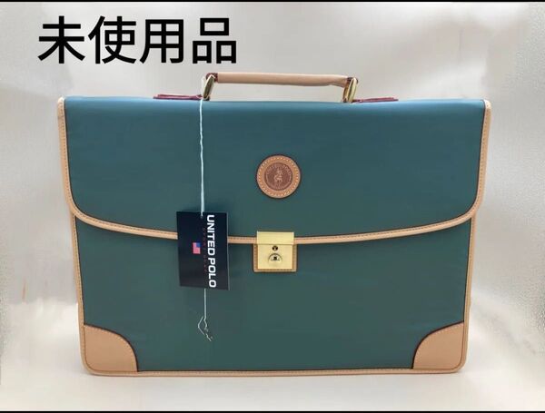 UNITED POLO メンズブリーフケース、 ビジネスバッグ、ライトグリーン、鍵付き