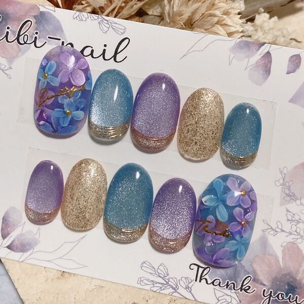 ネイルチップ マグネット 奥行き紫陽花 現品