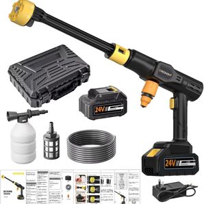 NICONON 高圧洗浄機 6段階マルチスプレー 充電式 7MPa最大 24V 500W 5.2L/min 自吸式 バッテリー付