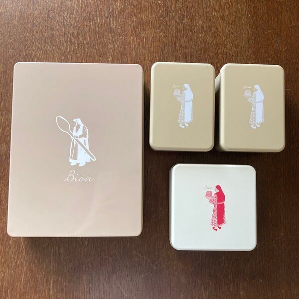 Bion ベージュ ホワイト 缶 ×4