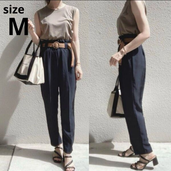 ZARA ザラ ハイウエスト テーパードパンツ ネイビー M