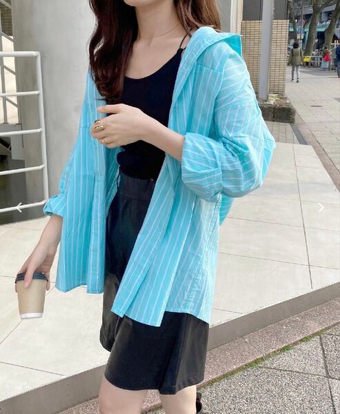 INGNI イング マルチストライプ柄BIG 長袖シャツ M