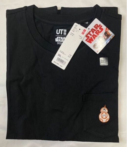 完売!ユニクロ スターウォーズ BB8 ボケ付Tシャツ 3XL 未使用 ブラック