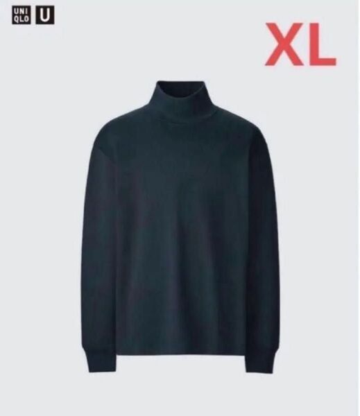 完売! ユニクロ UNIQLO U ブラッシュドモックネックTシャツ XL ネイビー 未使用 宅急便コンパクト発送