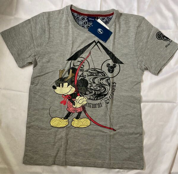 超レア! ディズニー ミッキー マウス 和柄Tシャツ M グレー 未使用