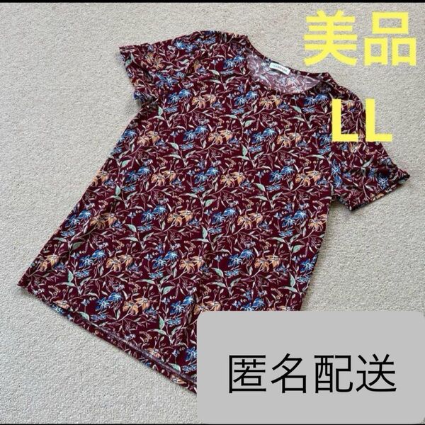 美品★大きいサイズ レディース ミセス 婦人 シニア トップス カットソー プルオーバー Tシャツ 半袖チュニック 花柄