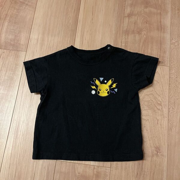80 GU 半袖 Tシャツ ピカチュウ ポケモン 黒 男の子