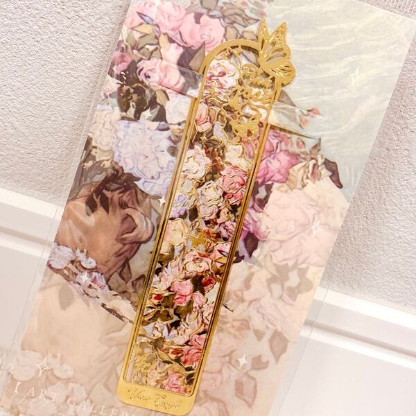 Van Gogh ゴッホ pink rose ピンクの薔薇 しおり ブックマーク
